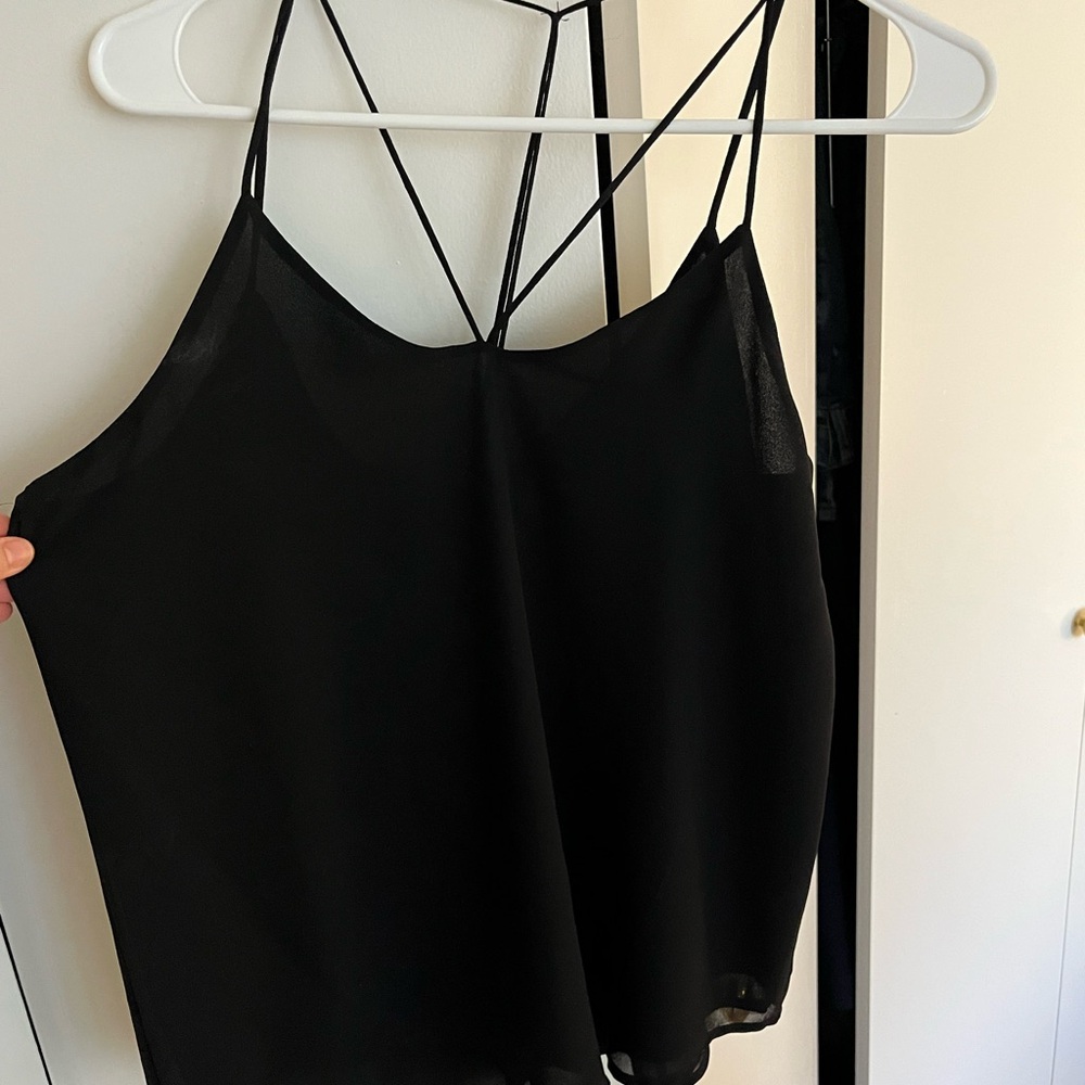NWOT! Black Blouse with overlapping straps - Picture 3 of 5